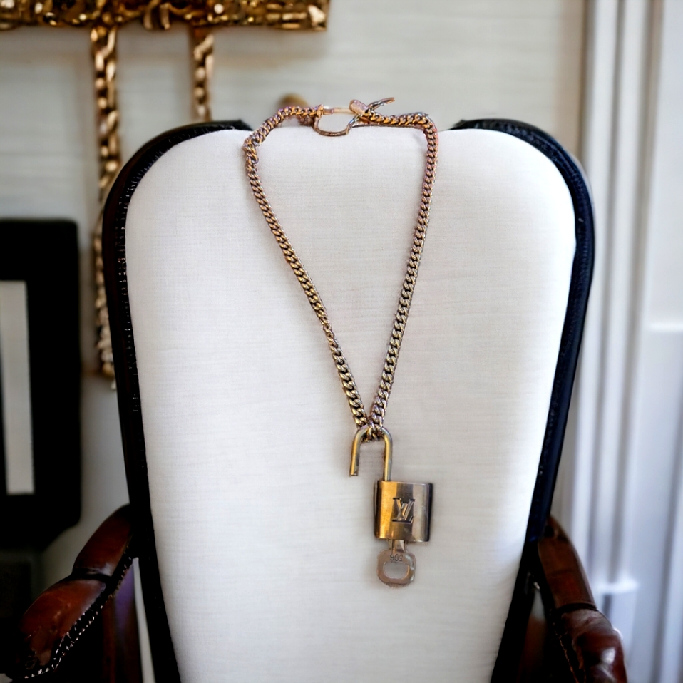 Lv Lock And Key With 14kt Gold Filled Necklace, Lv Number 316